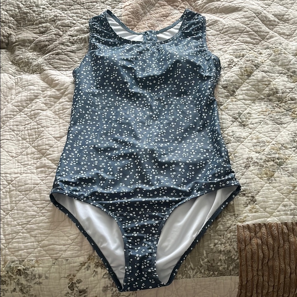 Blue Floral One-Piece Swimsuit
